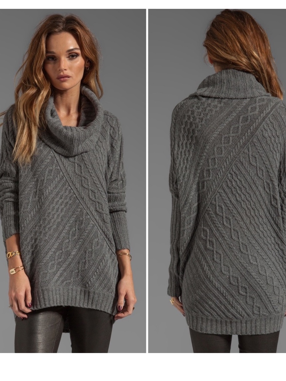BCBGMAXAZRIA Linden Cowl Neck Cable Sweater